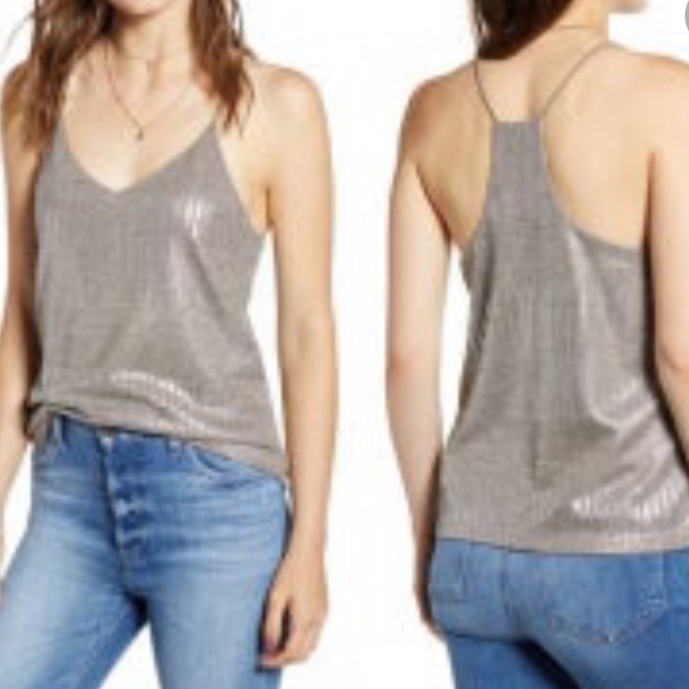 Bishop + Young Metallic Cami Tank Top Size M